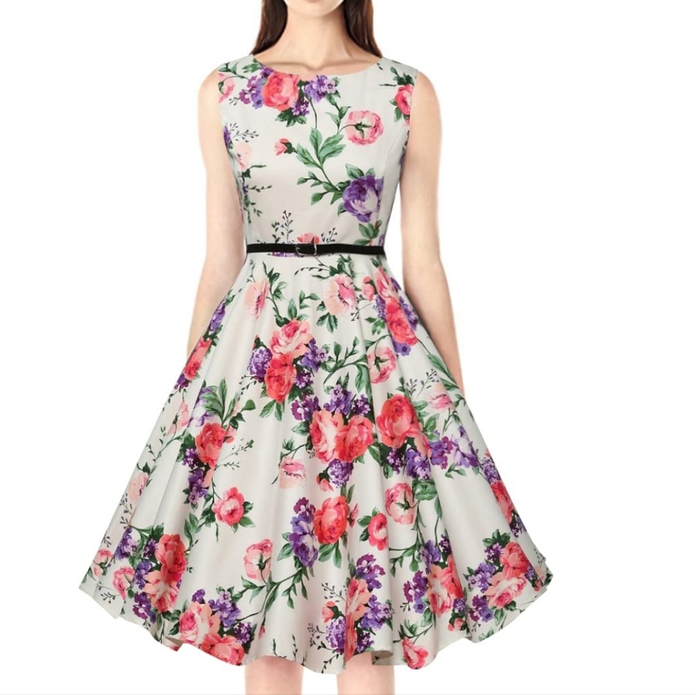 Grace Karin Purple and Green Floral Dress - Picture 11 of 11